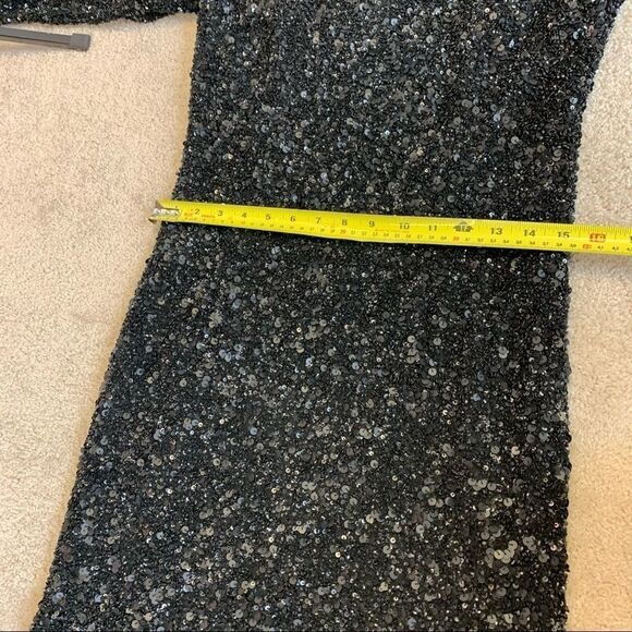 THEIA couture sequin sheath black dress sz 12 - Picture 8 of 11